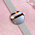 Women's smart watch with circular colour screen and metal wrist strap