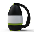 Black green three-in-one LED camping lamp with adjustable lighting angles and USB charging port