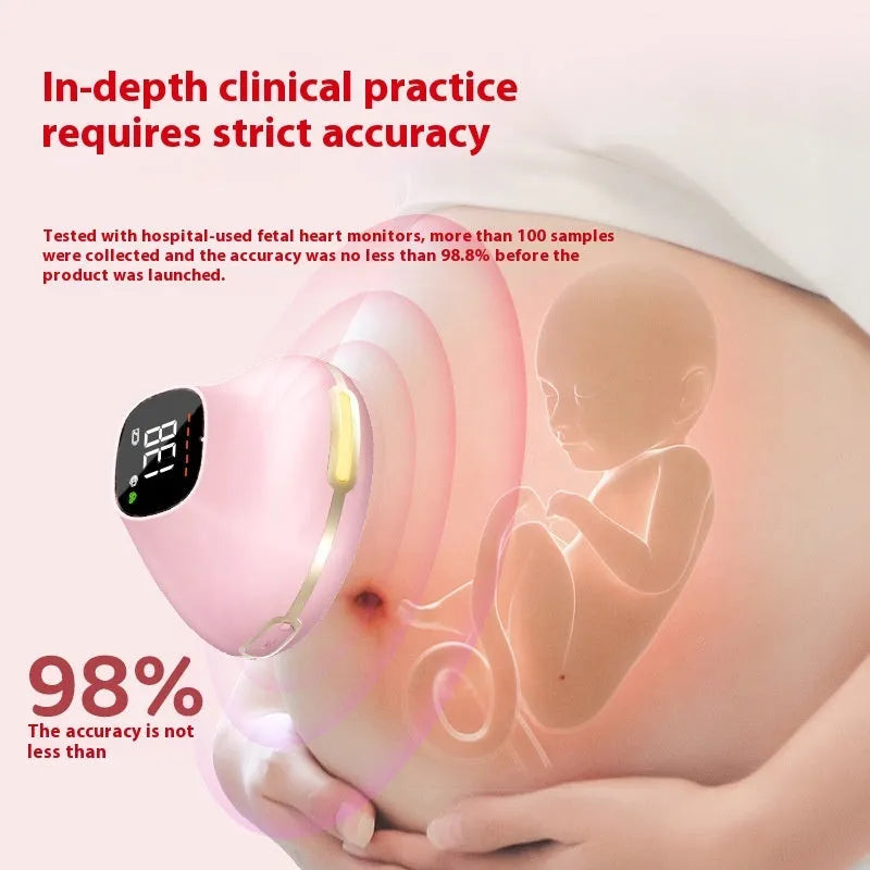 Pink one-piece portable foetus ECG monitor with USB charging cable for home maternity use