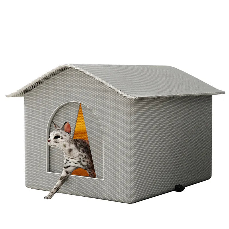 Blue winter warm waterproof cat nest tent for stray cats, medium size, with optional fixed bracket