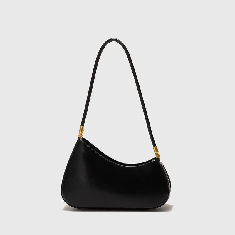 Women's retro oval underarm bag in PU with single strap and internal zip compartment, shown in multiple colour options