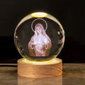 White crystal lamp with 6cm diameter ball on solid wood warm light base for church office decoration