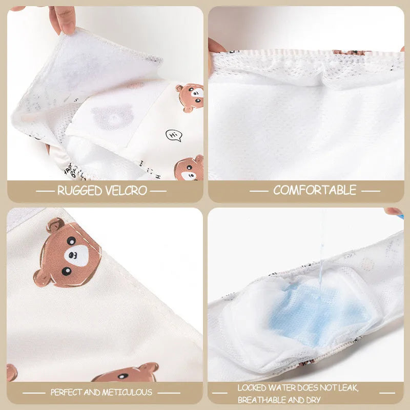 Reusable male dog diaper belly band with cartoon bone paw print design and fastener tape