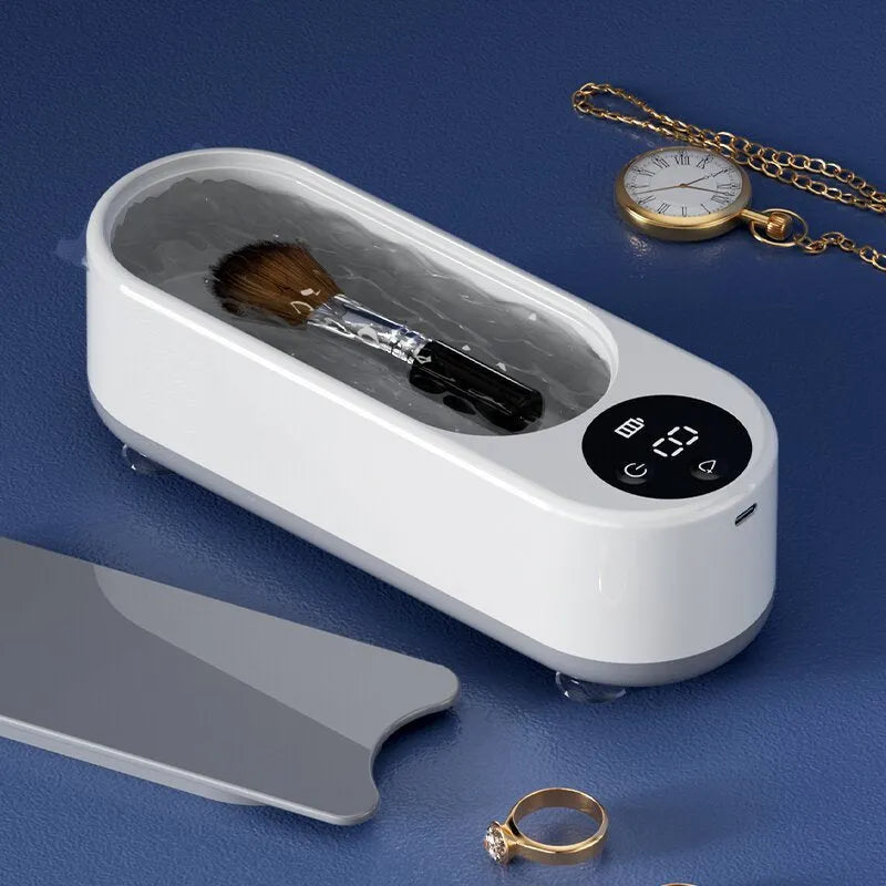 Portable ultrasonic glasses washing machine with smart glasses case design and USB charging port