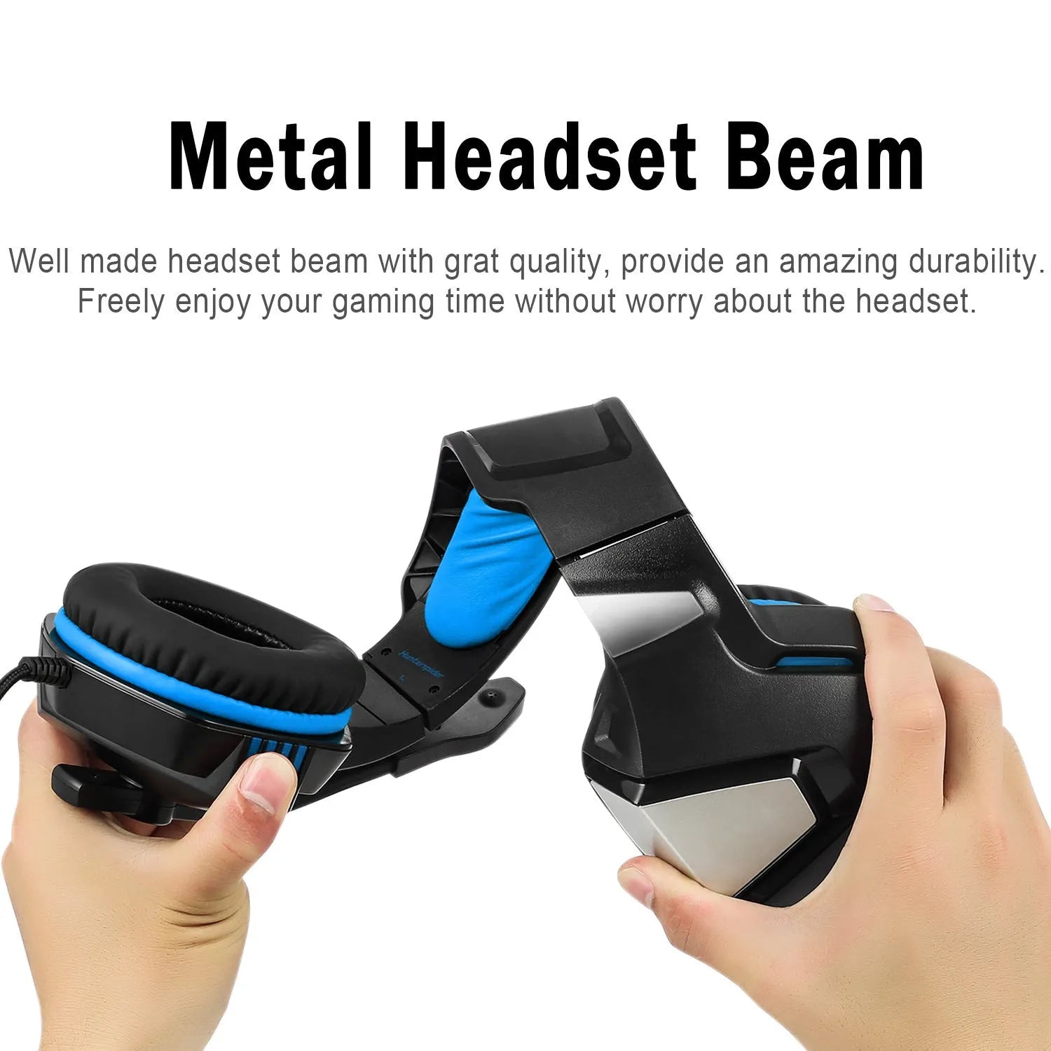 Inzhuo V3 black blue e-sports headset with 50mm speaker and braided cable