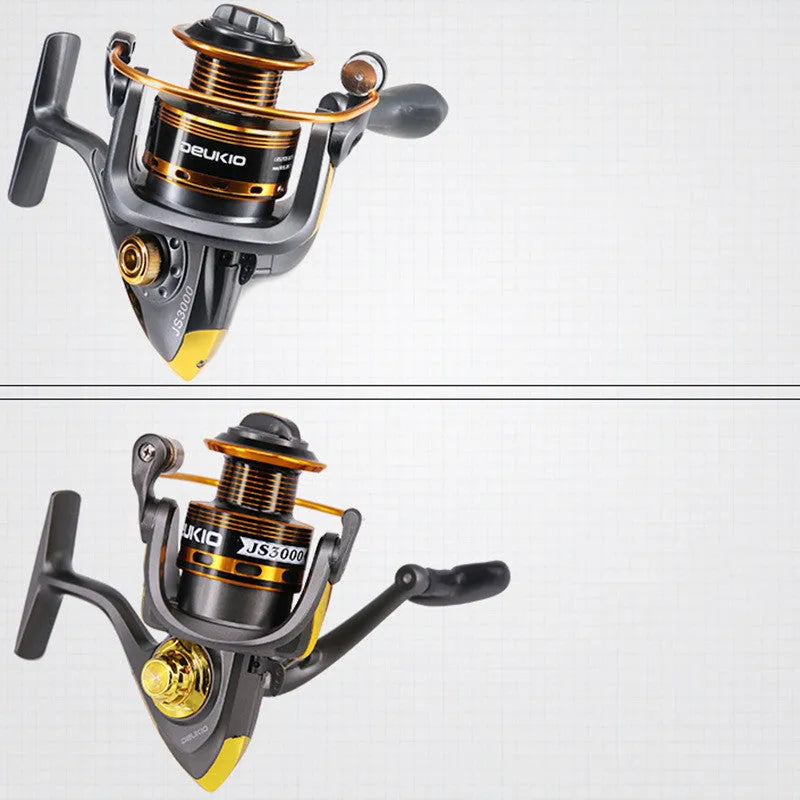 Metal head fishing reel spinning wheel JS1000 size on white background