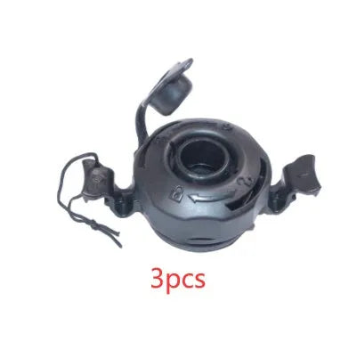 Pack of three plastic rotating valve nozzle covers for inflatable product repair