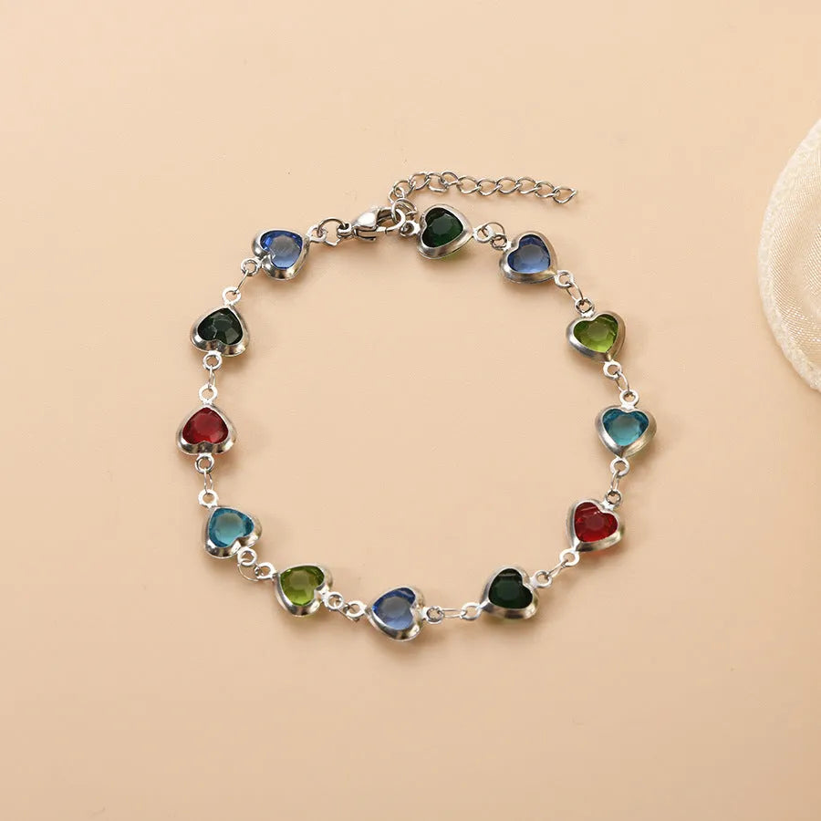 Devil's Eye geometric heart-shaped stainless steel bracelet in one of six electroplated colour options.