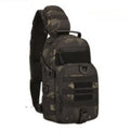 Men's nylon chest riding messenger bag in black camouflage, overall size 19x46x12cm