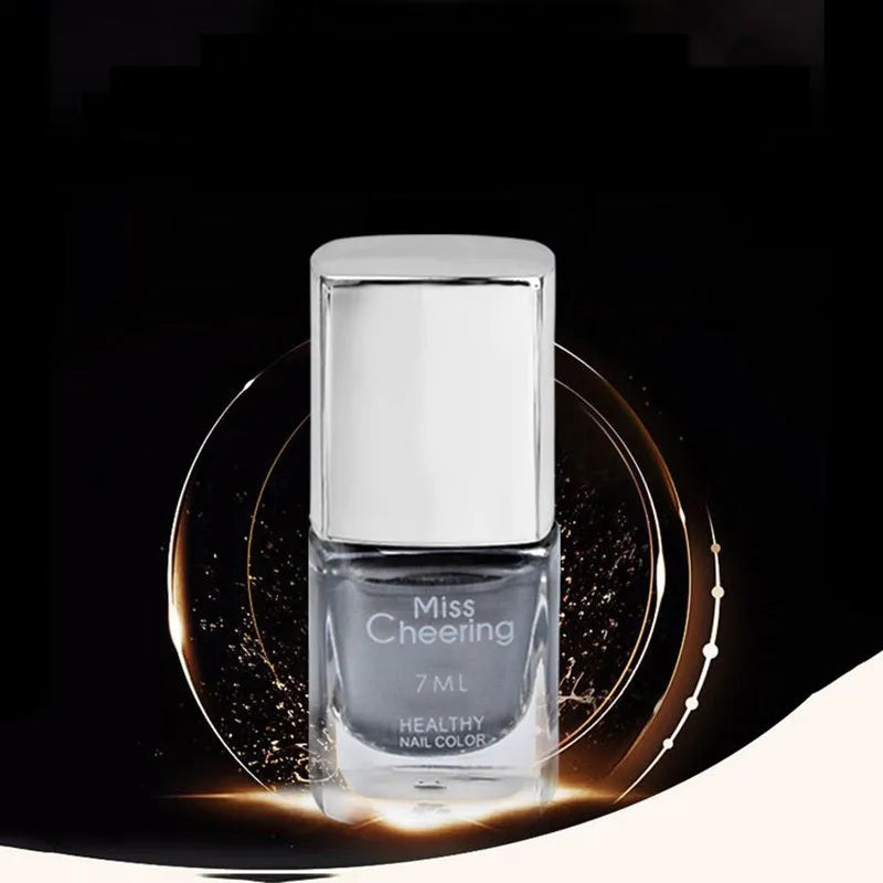 Mirror Nail Polish 12ml bottle with chrome metallic finish and brush tip