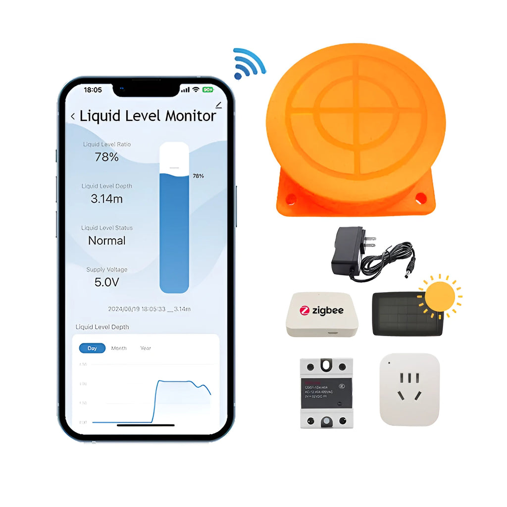 Wireless fluid level sensor monitor for water and fuel tanks with mobile app remote control