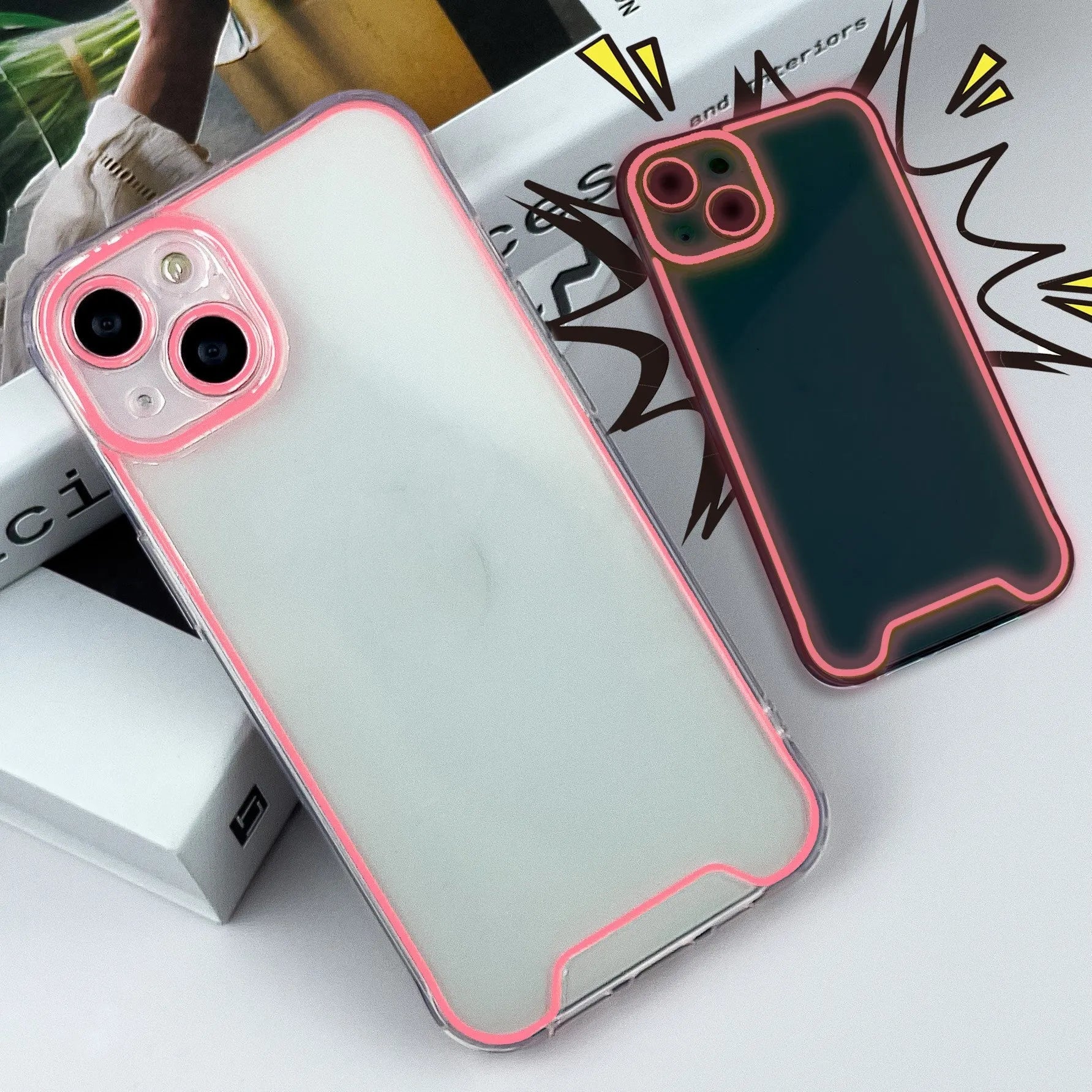 Glow-in-the-dark green soft TPU protective case for iPhone, shown from the back.