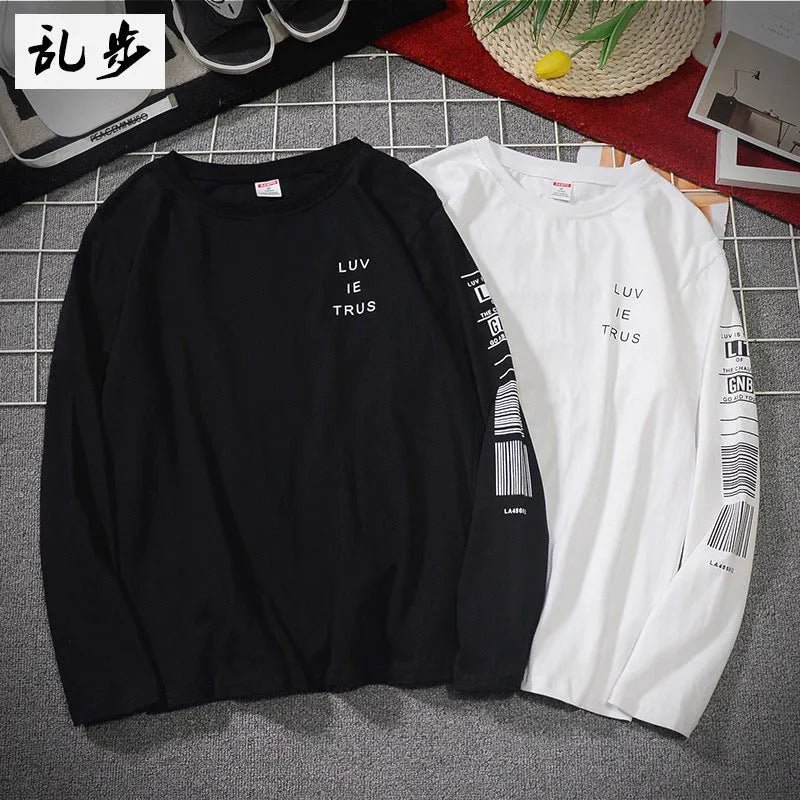 Men's long sleeve cotton no-iron shirt in straight fit, black colour, printed front detail