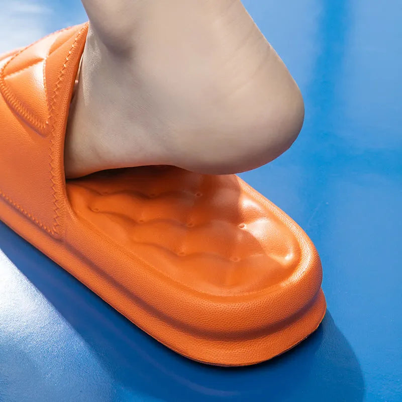Non-slip bathroom slippers with thick EVA sole in multiple colours