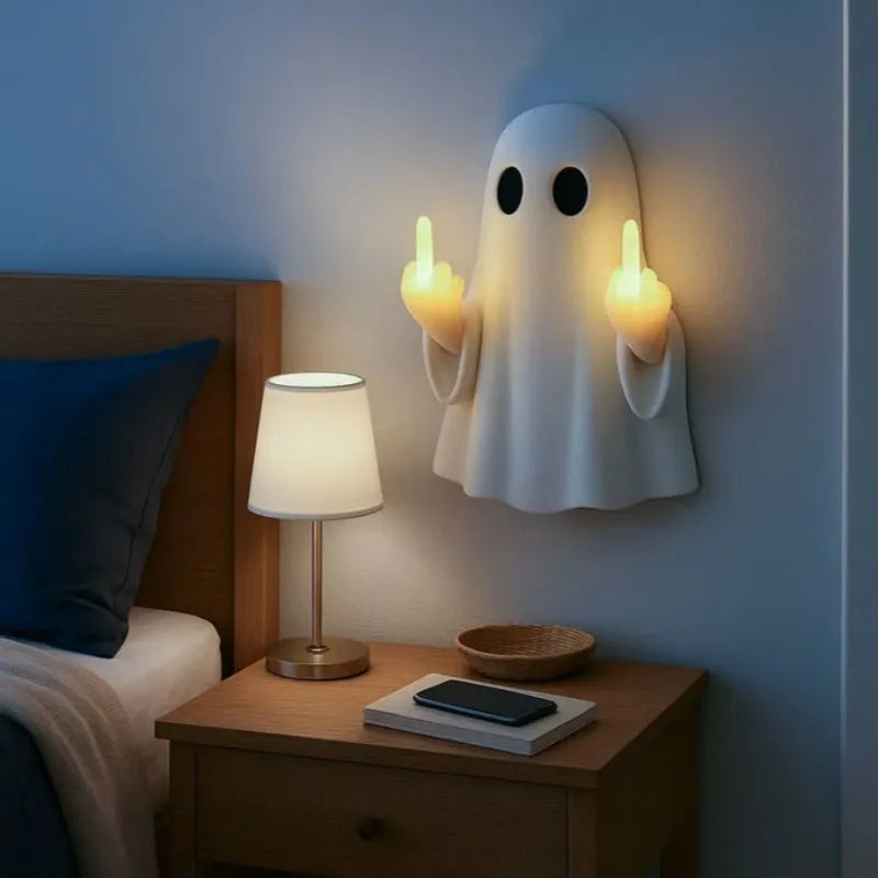 White ghost statue night lamp with modern design for Halloween decor