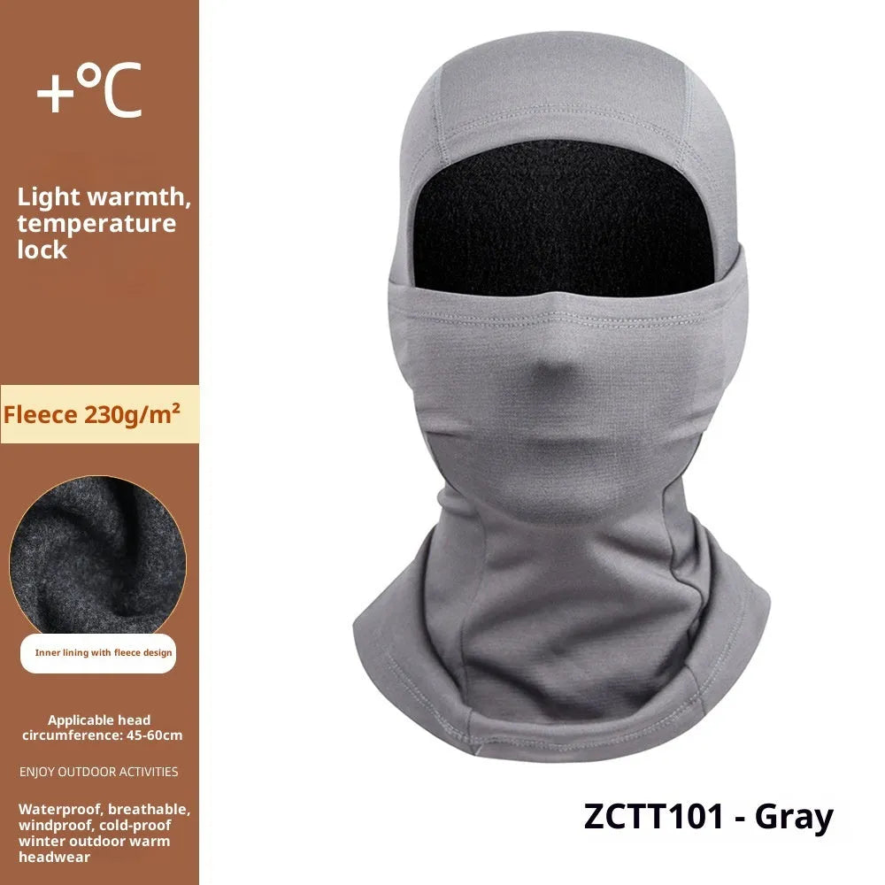 Riding cold-proof windproof outdoor fleece-lined thermal face care ski mask in black for men and women