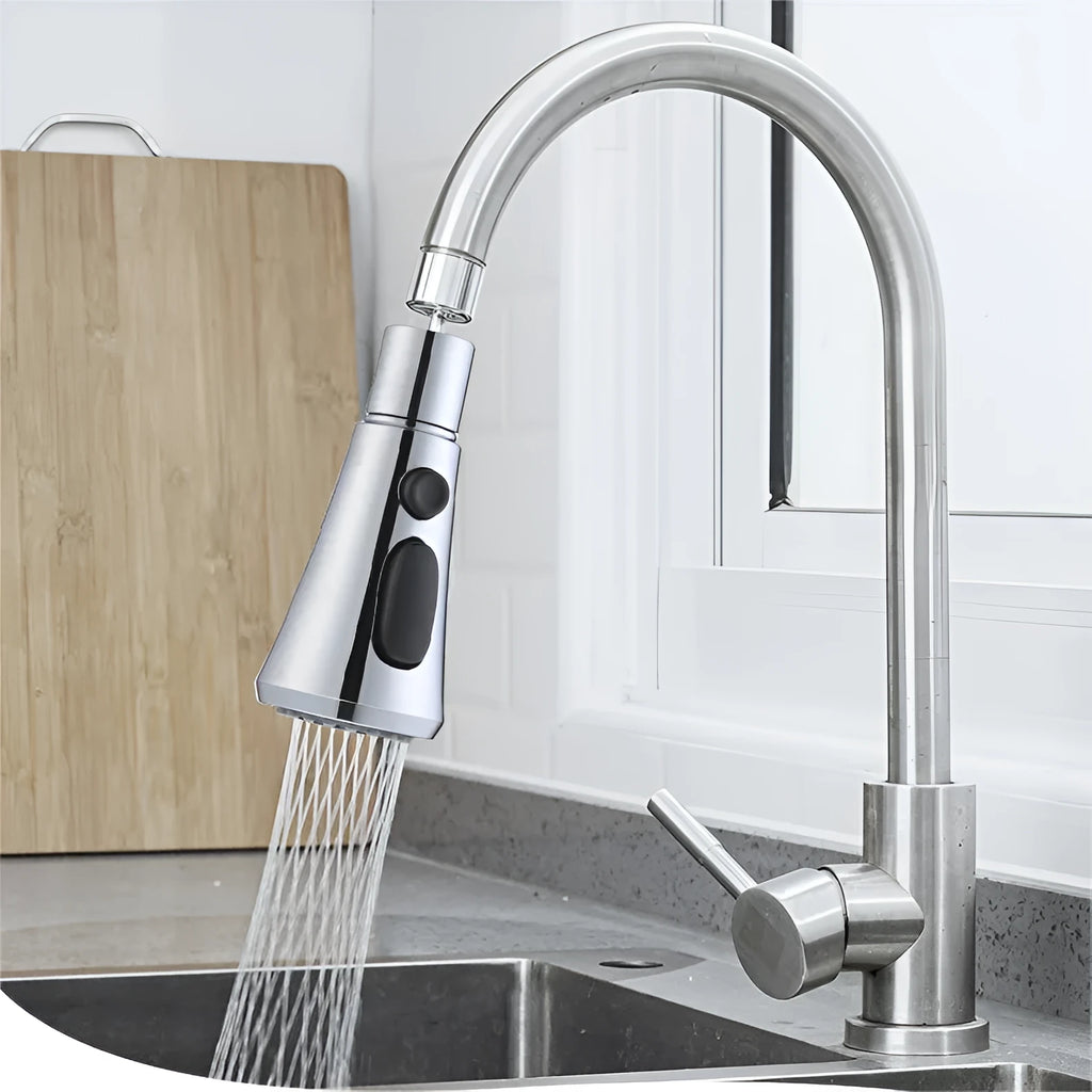 Universal pressurised kitchen faucet sprayer nozzle with rotating head in matte black finish