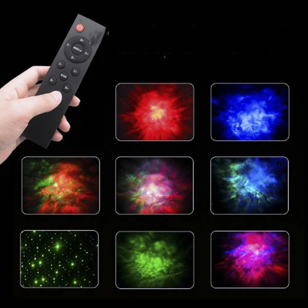 Creative astronaut galaxy starry sky projector nightlight on table with remote control, black finish