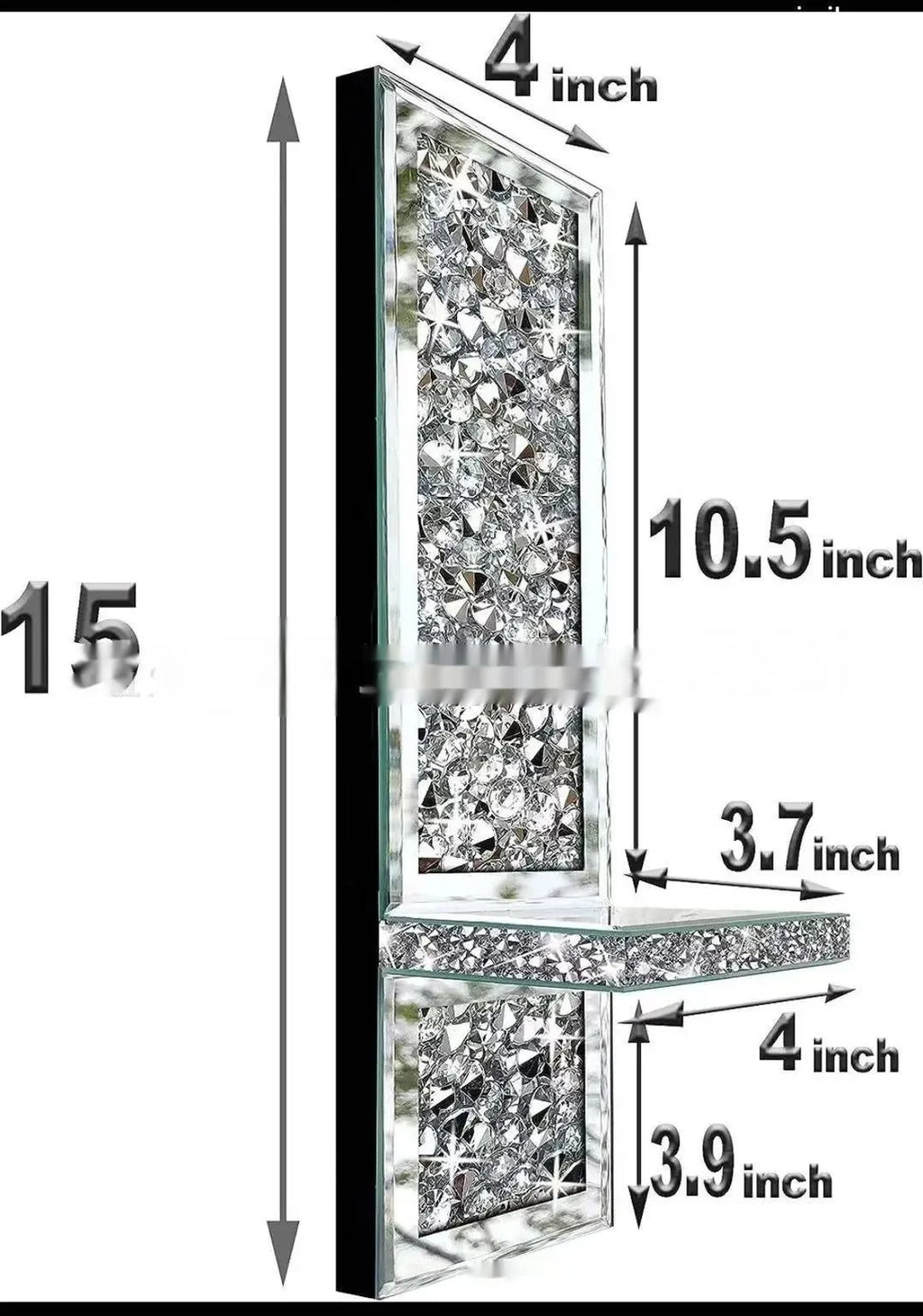 Silver mirror glass wall hanging candlestick pair measuring 38 cm tall