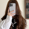 Creative rhinestone phone case in black with matte PC finish for iPhone 16 Pro Max