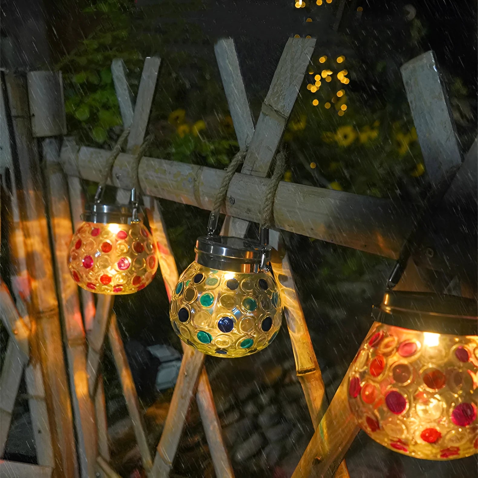 Solar decorative wave point outdoor waterproof small night light, ABS+glass, IP65, 13cm high, blue light