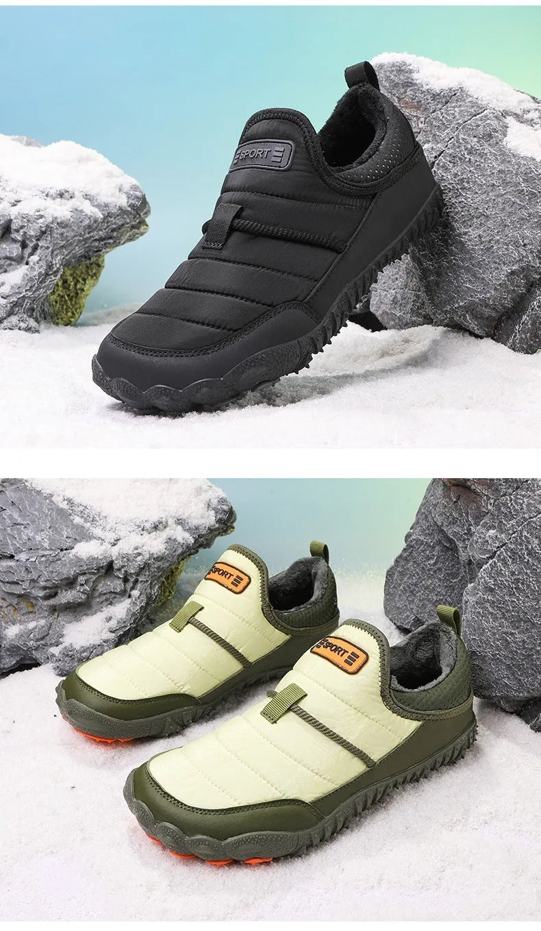 Snow boots outdoor couple non-slip warm cotton shoes with rubber sole in black colour