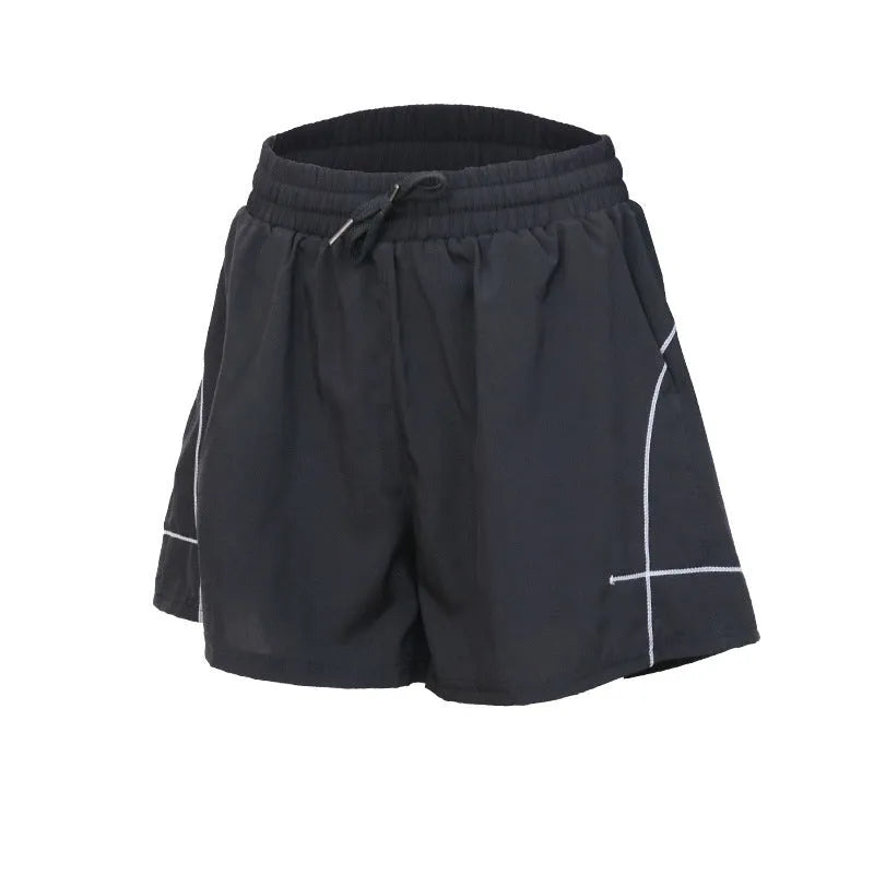 Women's sports shorts in purple, polyester lining, fitness exercise, Asian sizes S-XL