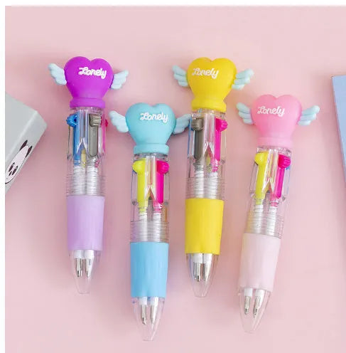 Cartoon-themed four-colour press ballpoint pen with 0.7mm bullet tip