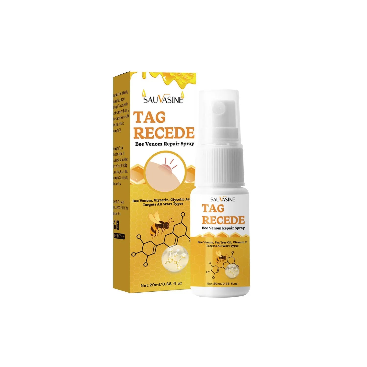 20 ml bottle of bee wart spray skin cream for treating moles and skin bumps.