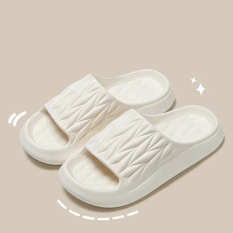 Leaf texture design EVA slippers in five colours with anti-slip sole for indoor household use