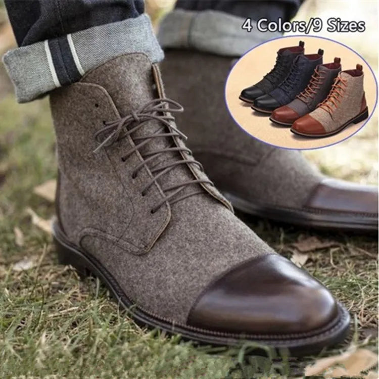 Men's black leather motorcycle boots with silver belt buckle details on the shaft