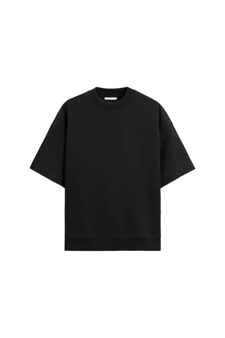 Loose fit double-sided cloth texture short sleeve top and matching shorts set in urban style