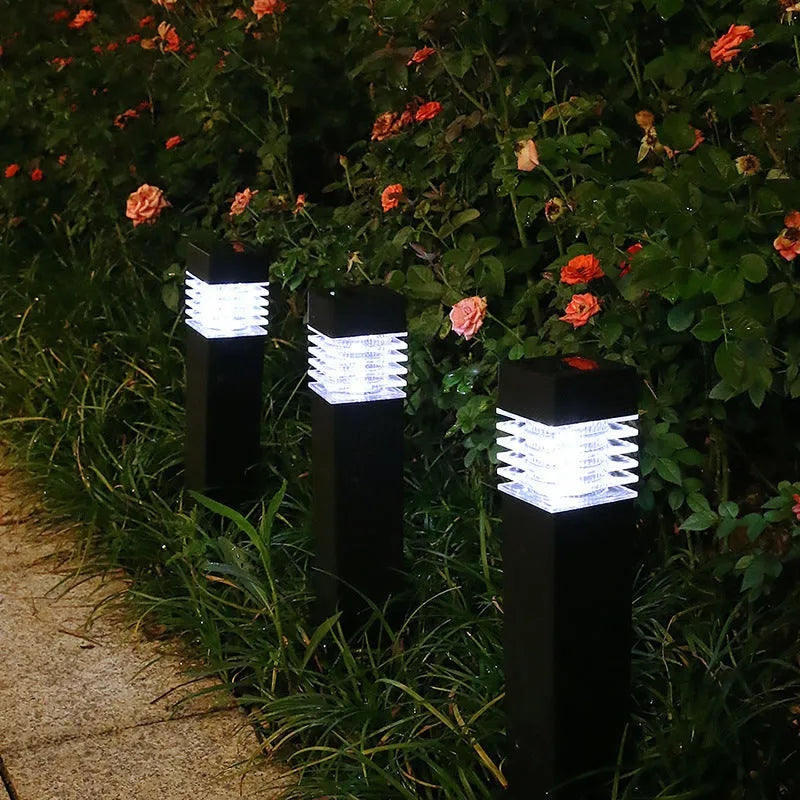 Solar lawn ground lamp with cuboid design measuring 60x390mm for outdoor garden lighting