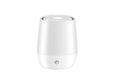 White USB aroma diffuser with flame simulation effect showing dimensions and Type-C charging port