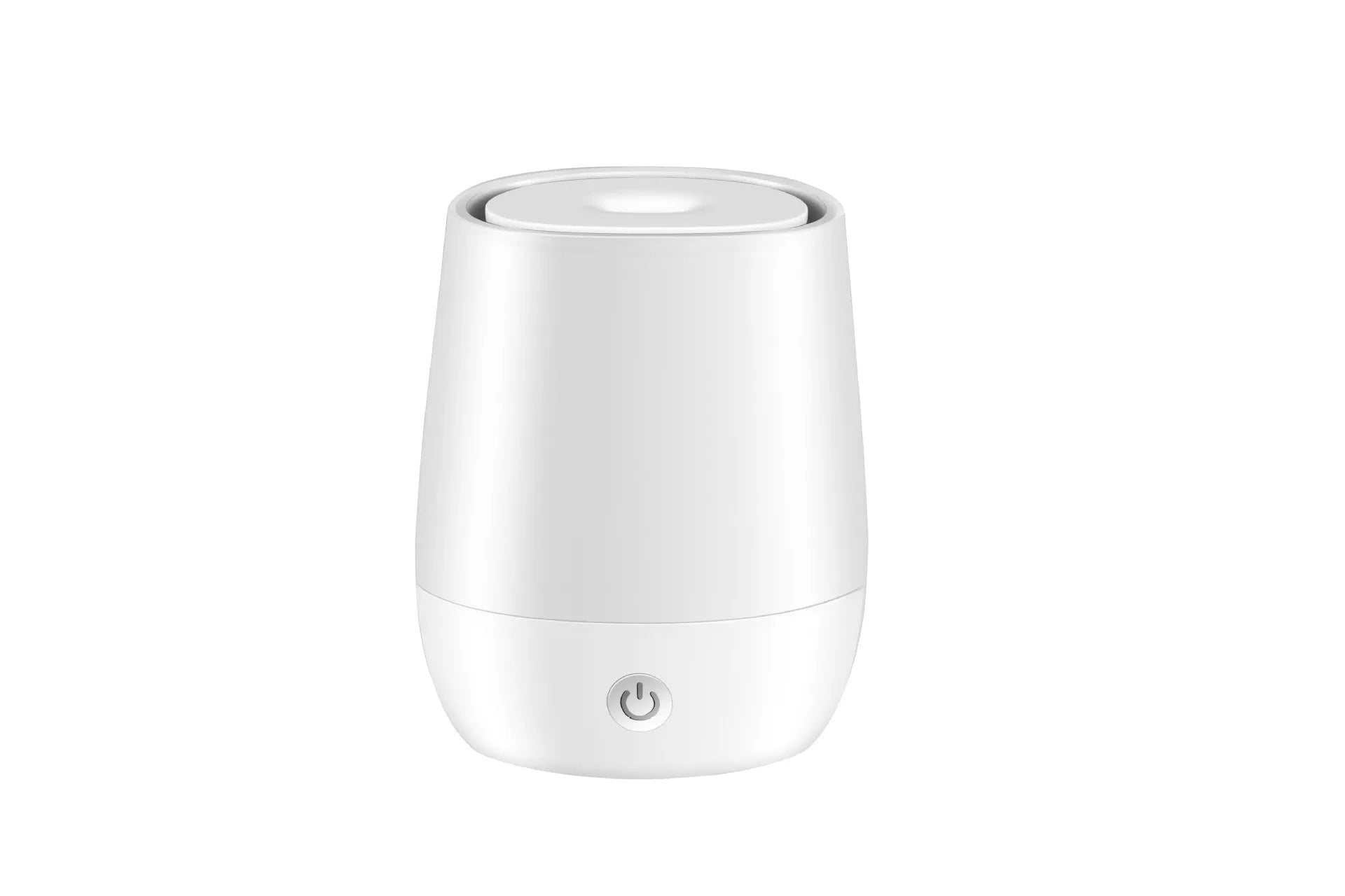 White USB aroma diffuser with flame simulation effect showing dimensions and Type-C charging port
