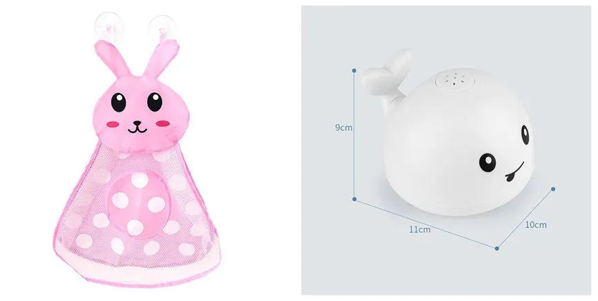 Automatic water-sensing whale bath toy with spray, lights, and music functions for baby bath time