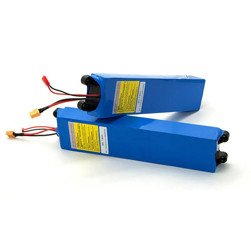 36 volt lithium battery pack for electric scooters showing 6.6Ah, 7.8Ah, and 10.4Ah capacity options