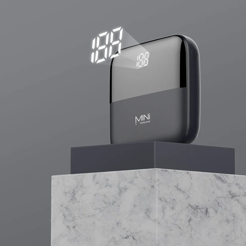 10000mAh portable power bank with digital display and dual USB ports in multiple colour options