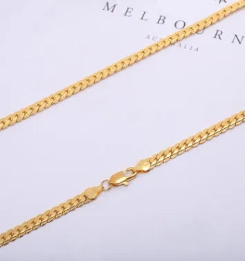 Men gold tone snake chain necklace 5mm width unisex metal geometric no pendant