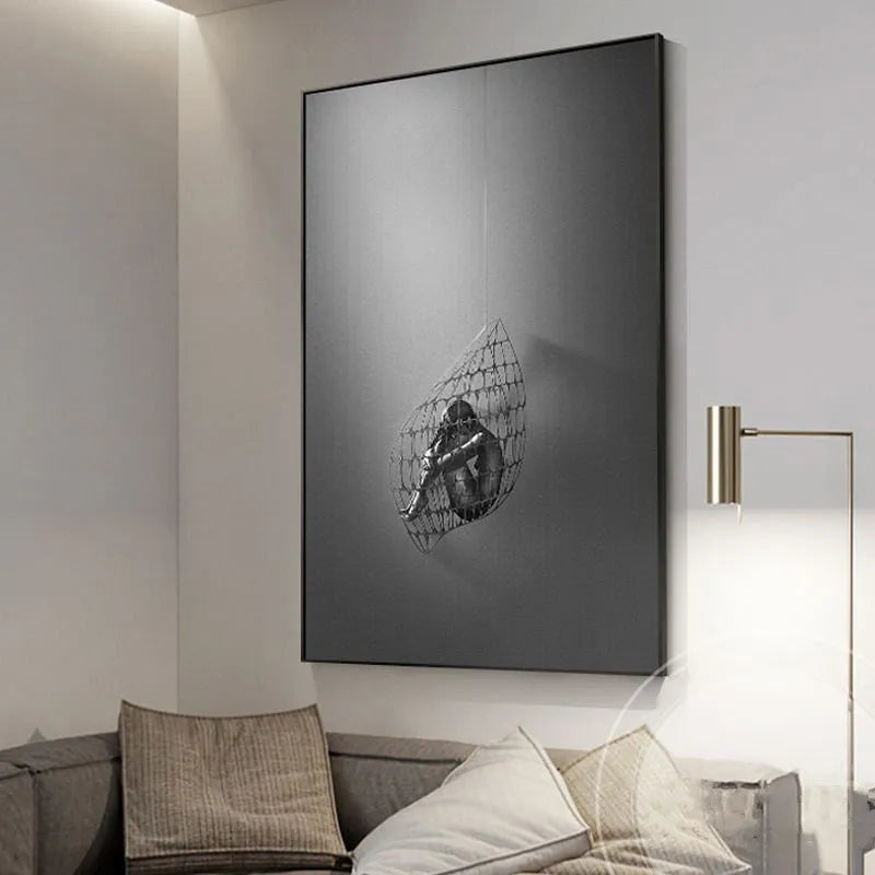 Modern character pattern frameless wall painting on non-woven fabric, 60x40cm, living room decoration
