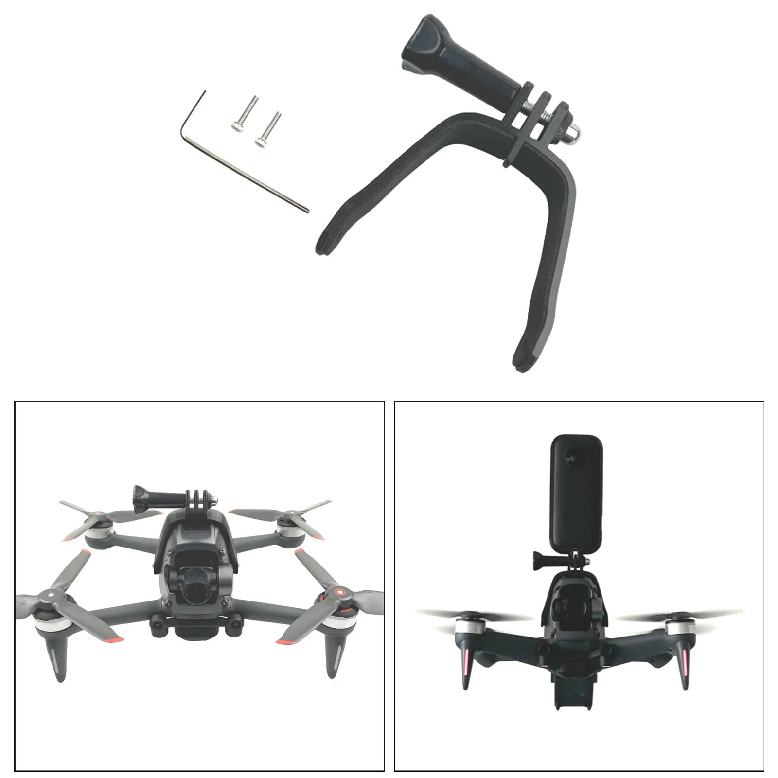 3D printed action camera expansion bracket with soft sponge contact surface for FPV drone mounting
