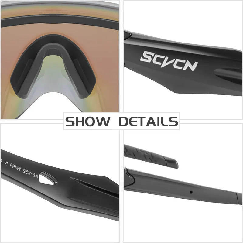 Frameless windproof sports goggles with integrated colourful lens in multiple style options