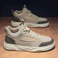 Cotton-padded high-top leather shoes in beige with lace-up closure and velvet lining side view