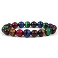 Natural tigereye crystal bracelet with geometric round beads in various colour options