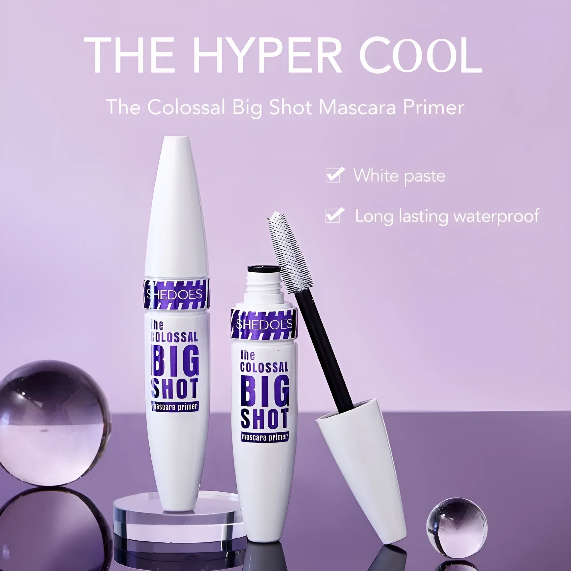 White waterproof curling mascara tube with 10ML quick-drying formula