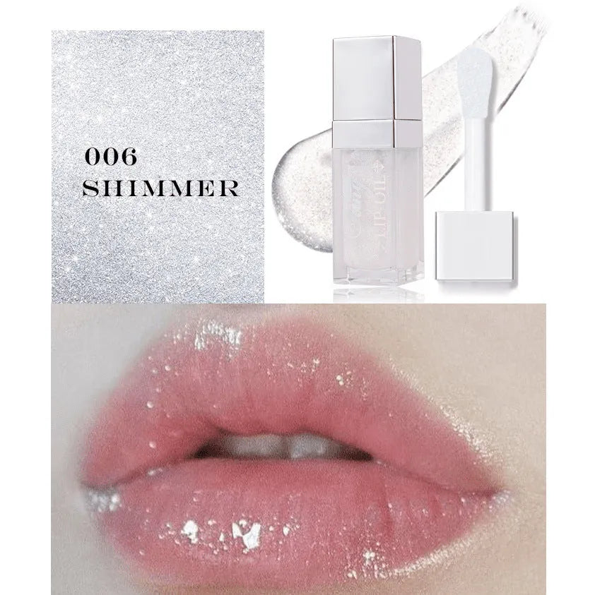 Five colour options of bright lip gloss mint lipstick with moisturising lip essence oil formula