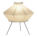 Japanese-style rice paper vertical table lamp with 3-colour light, 30cm diameter 32cm height, on a bedside table