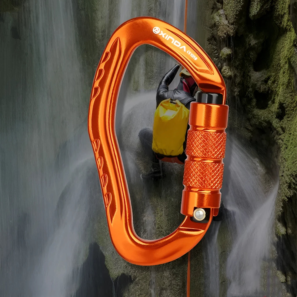 Automatic locking climbing carabiner in five colours for rock climbing equipment