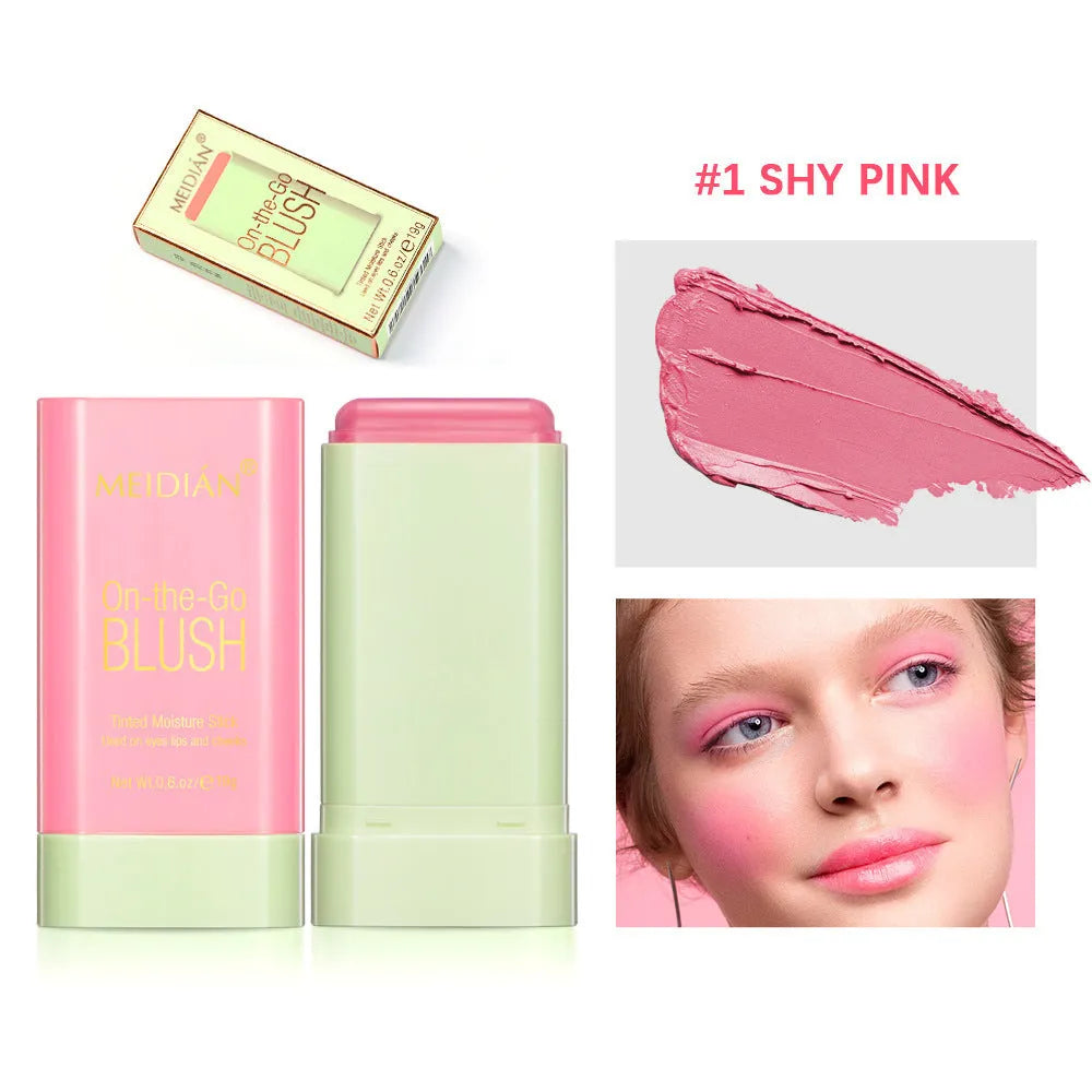 High-gloss portable solid blush cream in compact, 19g, available in 3 colours