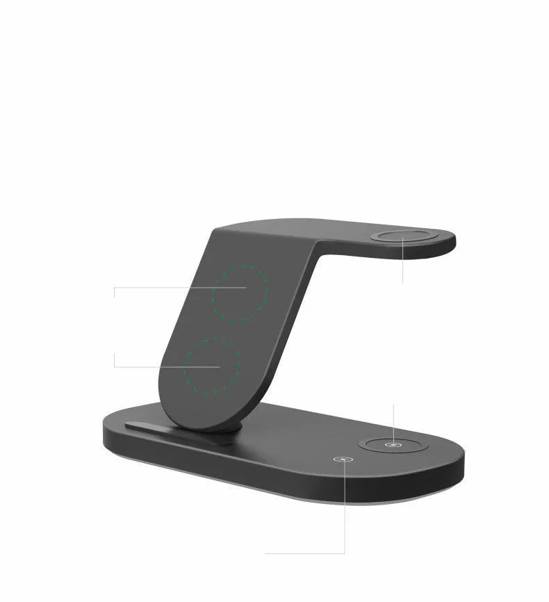 Three-in-one fast wireless charger in ABS material with Type-C input for phone watch and headphone